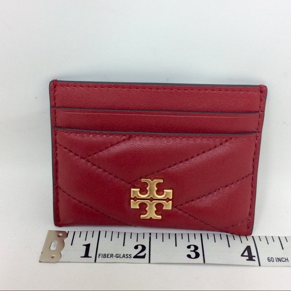 Authentic Tory Burch Kira Chevron Card Case Wallet Red - Picture 9 of 10